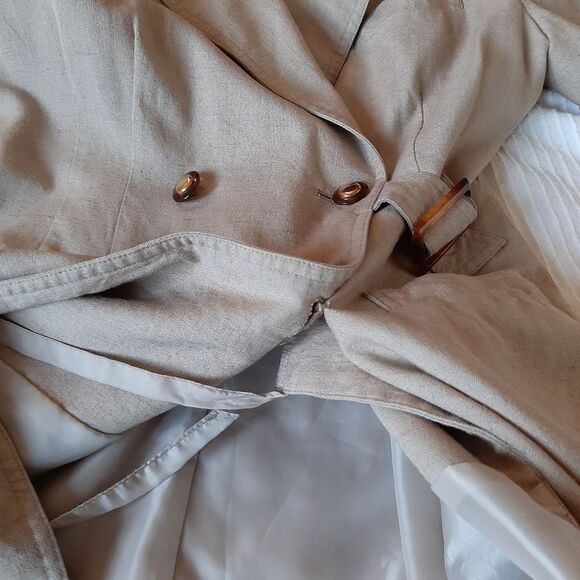 Vintage Kasper Wrap Dress Linen Blend Size 6P Midi - Picture 13 of 14